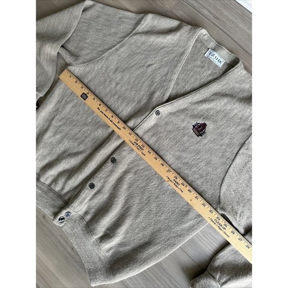 Vintage Izod Cardigan Men Sz XL Beige Button Up Long Sleeve‎ Made In USA Sweater - Picture 7 of 11